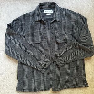 Abercrombie & Fitch Cotton Shirt Jacket Men's Medium Grey Plaid